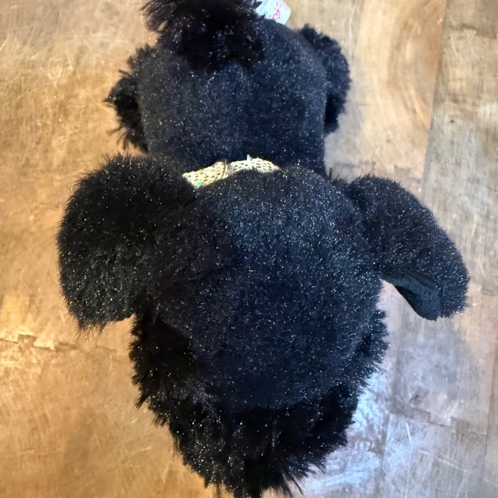 Black Plush Dog “Sammy” Justice 6 inch Black Terroir Dog Sparkly Collar - Picture 11 of 12